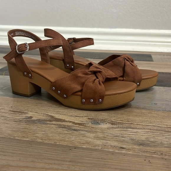 Universal Thread Cognac Eleanor 2.5" Block Heeled Sandal Brown BOHO Size 10 - Picture 6 of 10